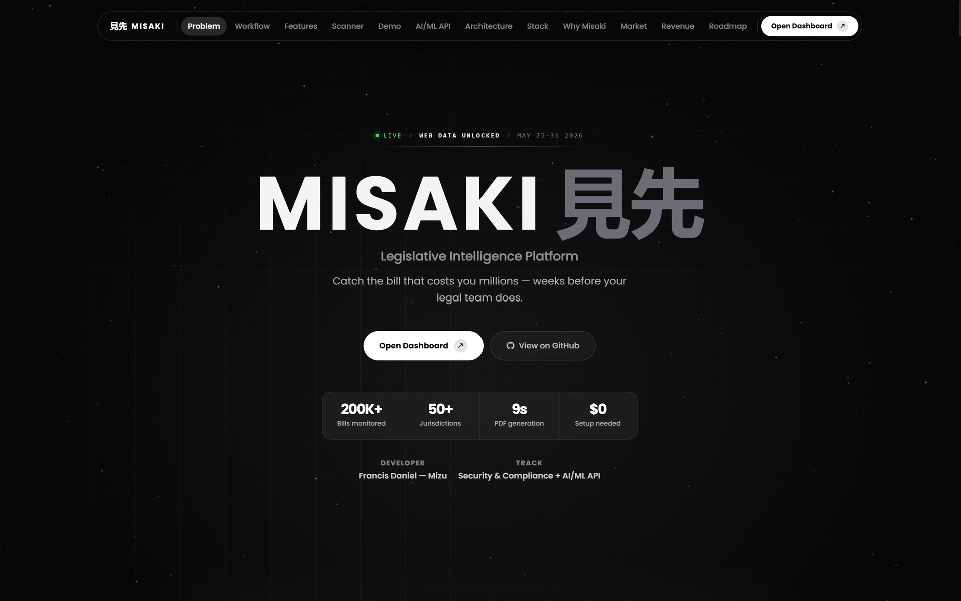 Misaki — AI legislative intelligence platform